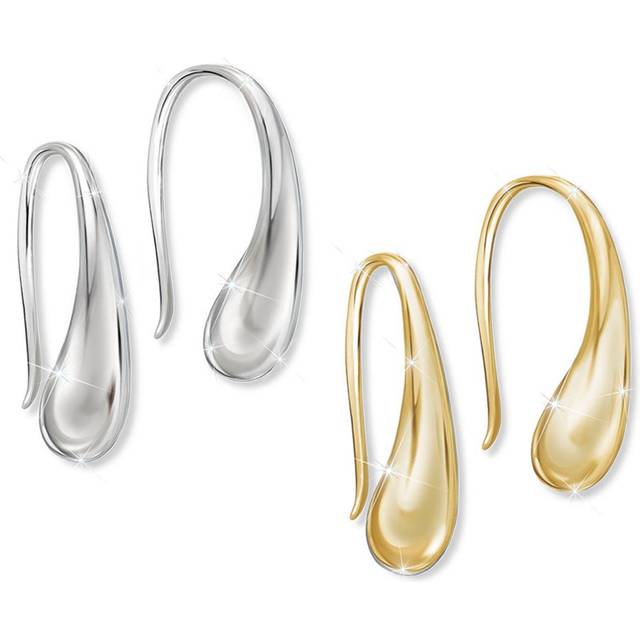 'Dewdrops Of Style' Silver & Gold Drop Earrings Set