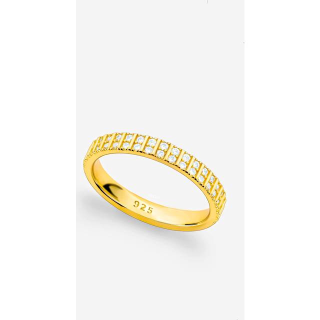 Womens 18k Gold Double Row Stacking Ring - Metallics - Q
