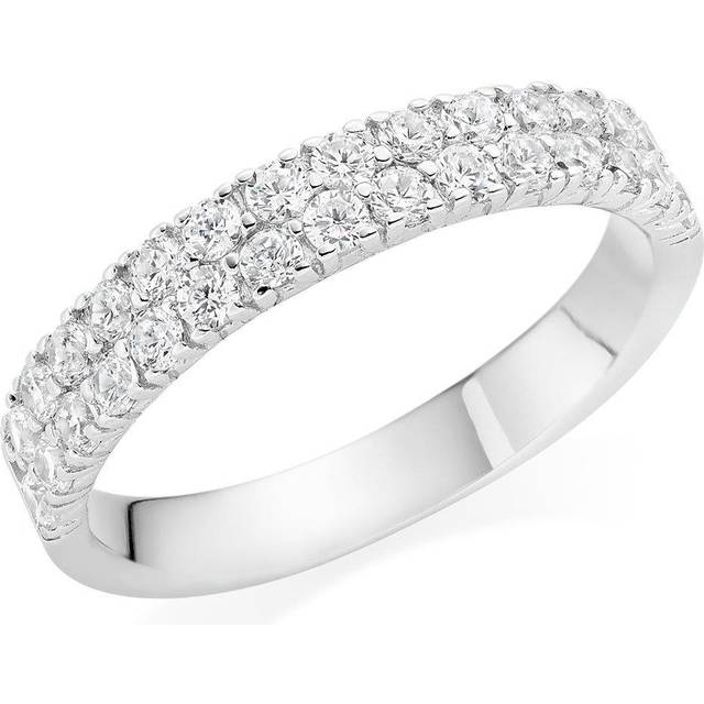 Silver Cubic Zirconia Two Row Ring