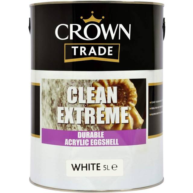 Crown Trade Clean Extreme White Acrylic Eggshell Paint 5L