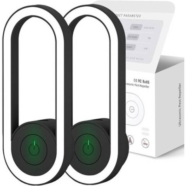 (black) Ultrasonic Insect Repellent Electronic Mosquito Repellent Mouse Spider Cockroach Portable Insect Killer