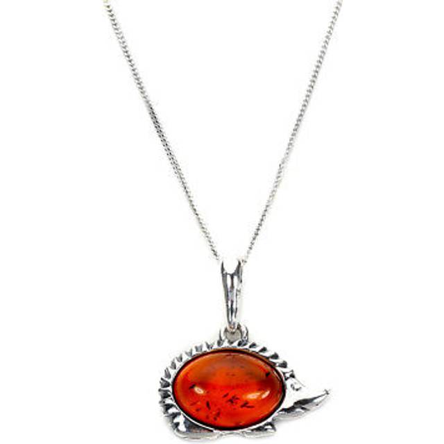 Sterling silver & baltic amber hedgehog necklace necklace 14 - 32 inches
