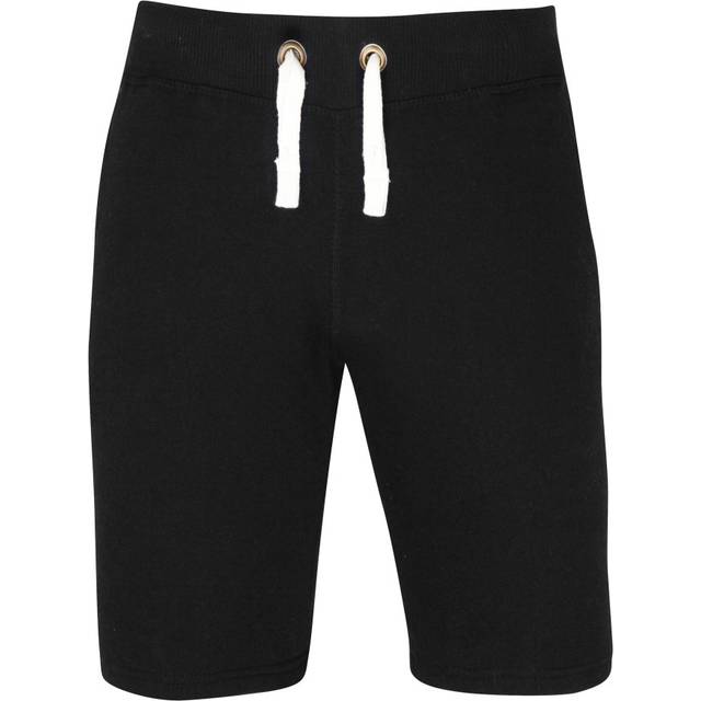 (M, Jet Black) AWDis Hoods Plain Heavyweight Campus Shorts