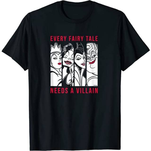 (XXL, Black) Disney Mens Every Fairy Tale Needs A Villain Cotton T-Shirt