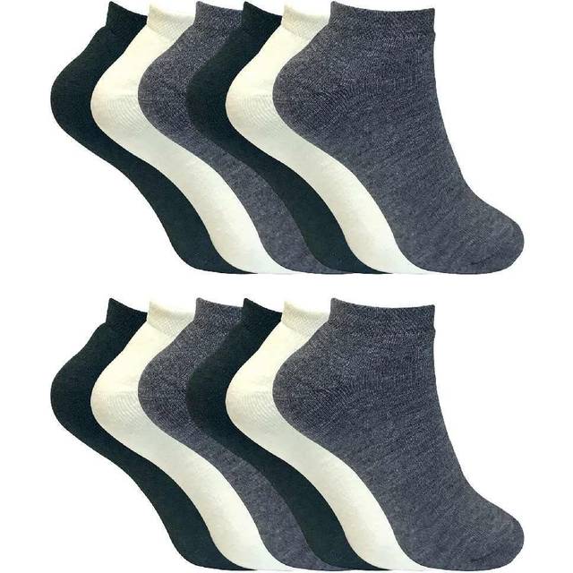 12 Pairs Thick Thermal Winter Low Cut Trainer Ankle Socks - Black