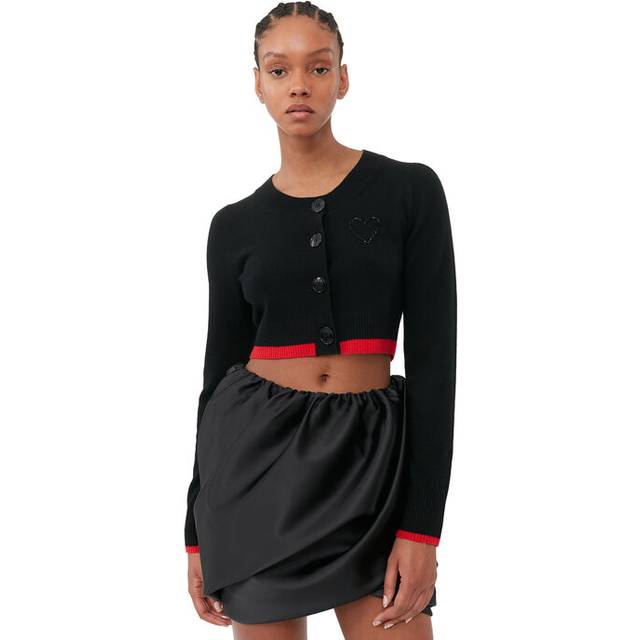 GANNI Black Cropped Cardigan - 099 Black - XS