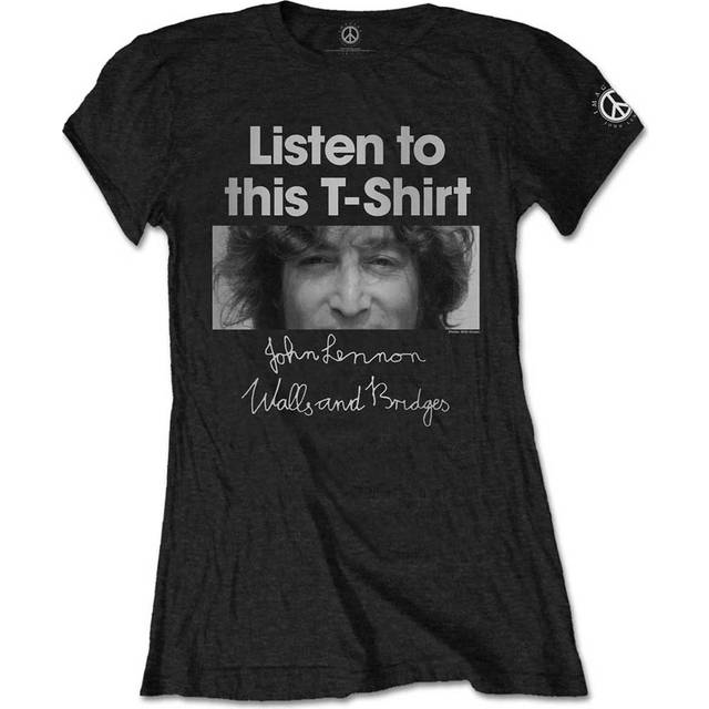 (S, Black) John Lennon Listen To This Skinny Fit T Shirt