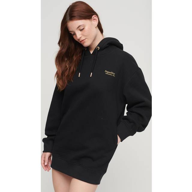 Superdry Essential Hooded Sweat Long Sleeve Short Dress Black 2XS-XS Women