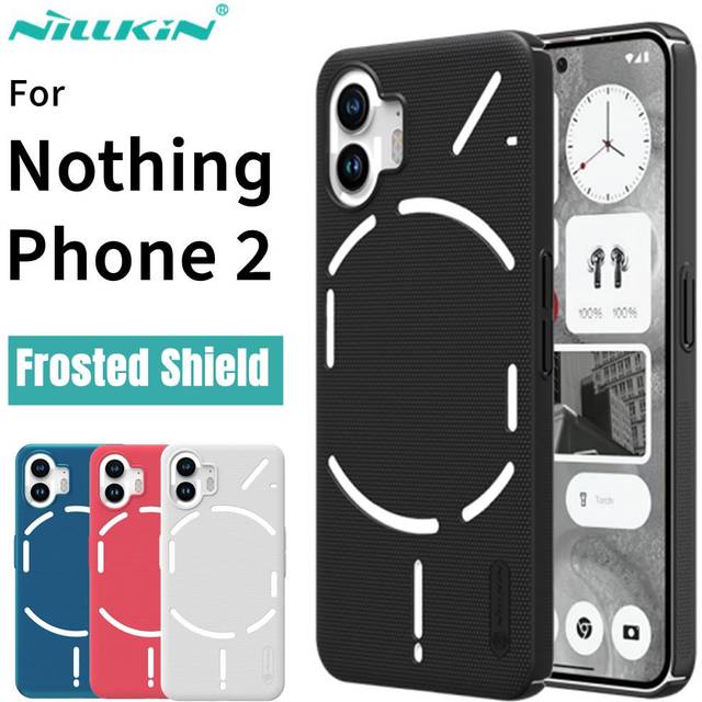 For Nothing Phone 2 Fodral Nillkin Super Frosted Shield Stötsäker Hårt Ultratunt skydd Bakstycke för Nothing Phone2 Nothing Phone 2 svart