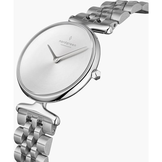 Nordgreen Best Women's Slim Designer Watch - Silver Case - Brushed Metal Dial - 32mm Silver 5-link Strap