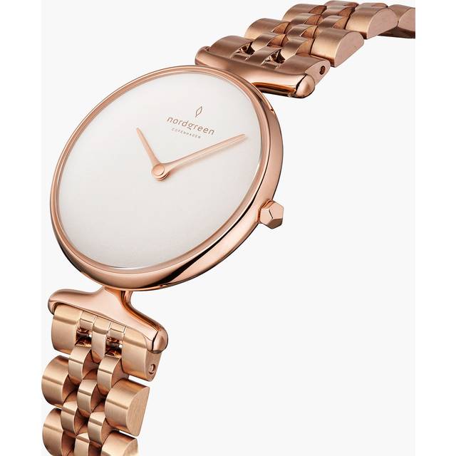 Nordgreen Best Women's Slim Designer Watch - Rose Gold Case - White Dial - 32mm Rose Gold Mesh Strap