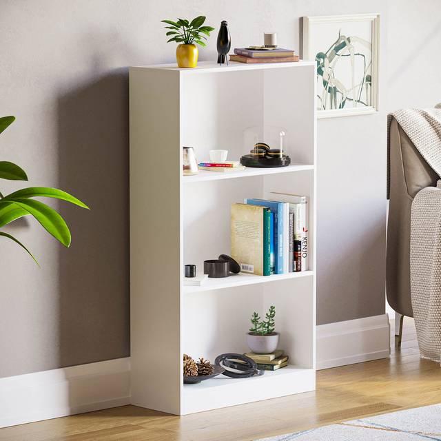 Vida Designs Cambridge 3 Shelf White Medium Bookcase