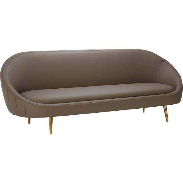 Silhouette Mink Sofa,Decorative Curved Sofa With Brown Faux Leather Upholstery,Gold Finished Couch Seat - One Size