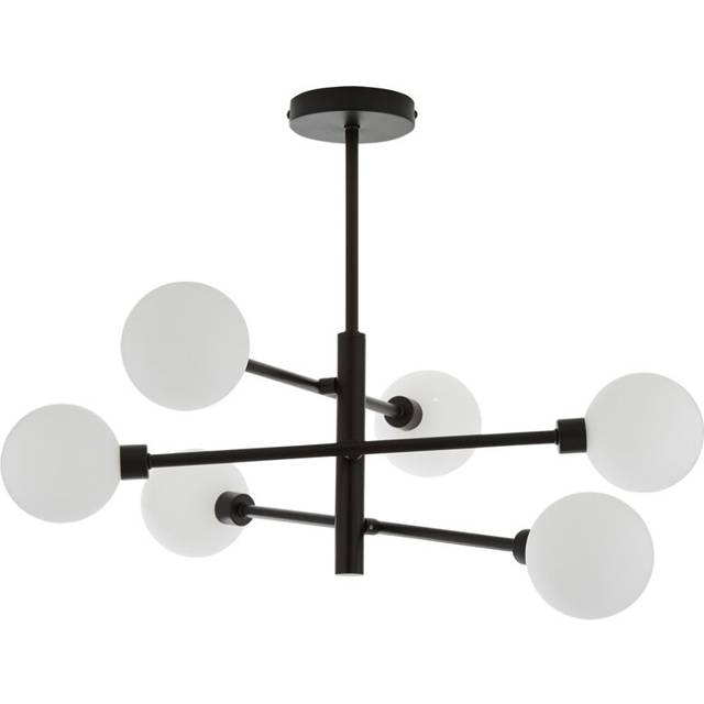 Litecraft Supa Ceiling Light Semi Flush With White Shades - Black