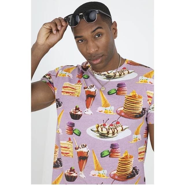 (L, Lilac) Brave Soul Mens Sweet Treats T-Shirt