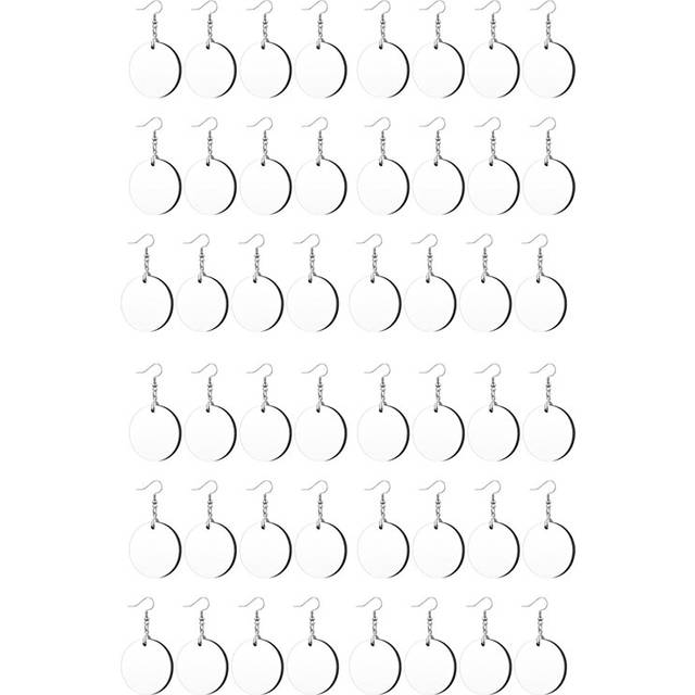 36 Pcs Round Sublimation Blank Earrings Bulk Heat Transfer Earrings Unfinished Wood Transfer Earring With Hooks