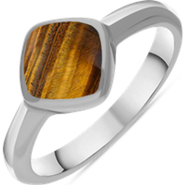 Sterling Silver Tigers Eye Cushion Ring - Silver