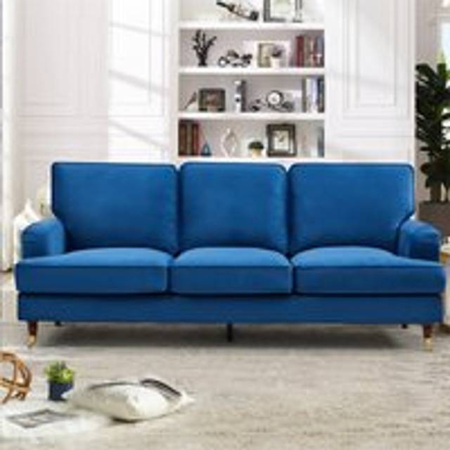 Artemis Home Woodbury 3 Seat Velvet Sofa - Blue, Blue