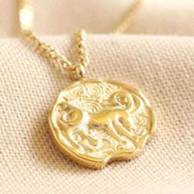 Gold Stainless Steel Capricorn Pendant Necklace - gold - one size