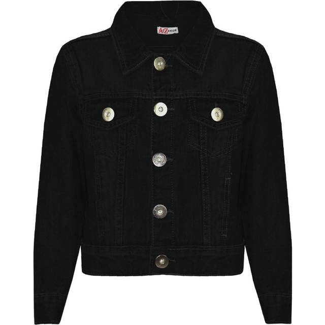 (13 Years) Kids Boys Jackets Designer Jet Black Denim Jeans Fashion Jacket Coat Age 3-13 Yr