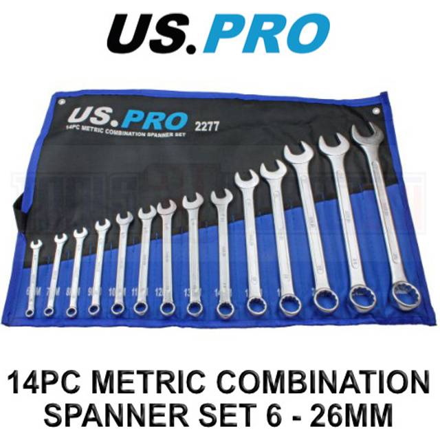 US PRO Tools 14 Piece Metric Combination Spanner Wrench Set 6 - 26MM 2277