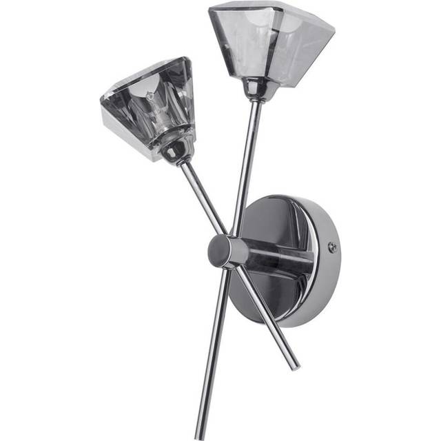 Litecraft Modern 2 Way Wall Light With Glass Shades in Black Chrome