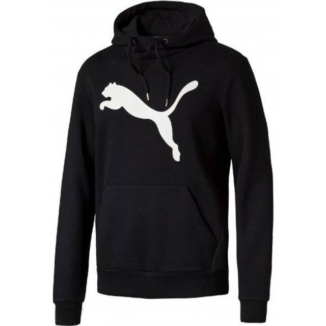 Puma Essential Fleece Big Cat Pull Over Hoodie Mens Hooded Jumper 838258 01 - Black Textile - Size Medium