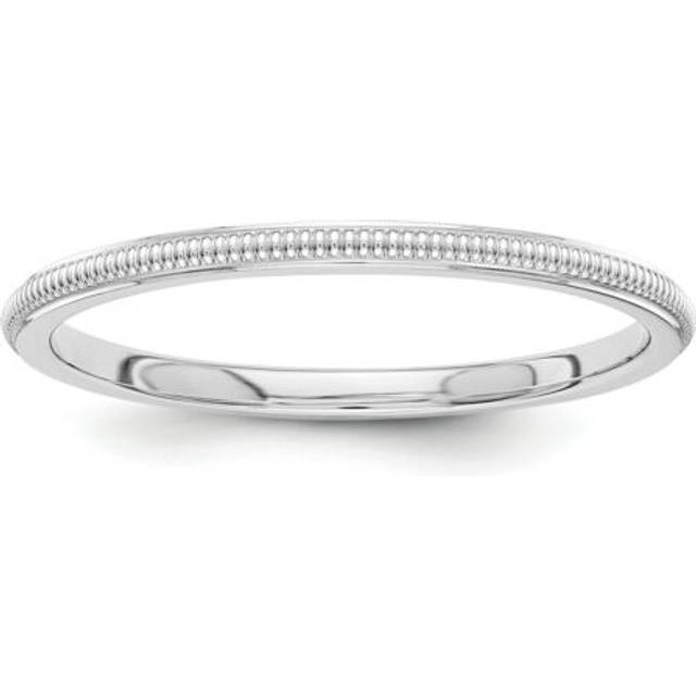 14k white gold unisex 1.5mm flat edge milgrain center wedding band sizes 4 to 8