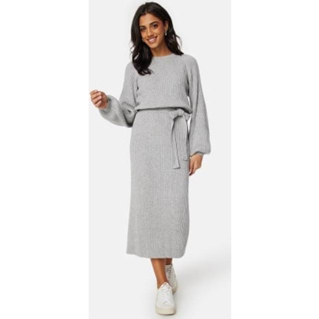Round Neck Rib Knitted Midi Dress