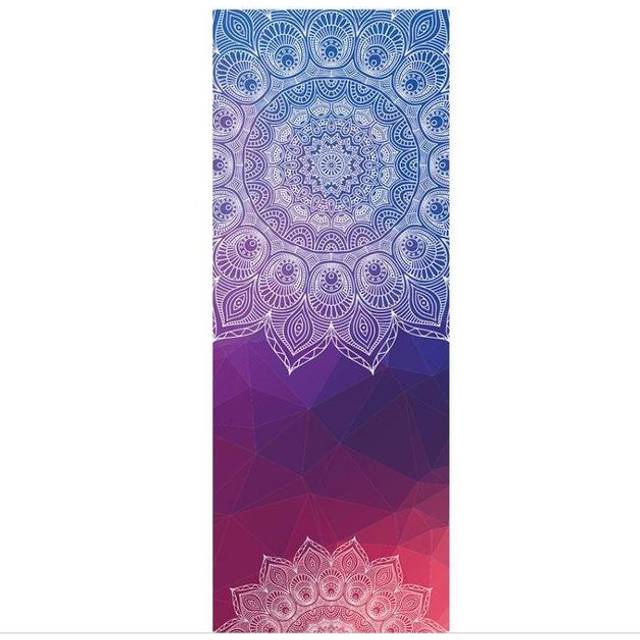 (Blue/Purple/Pink) Colourful Mandala Yoga Towel Non Slip Portable Travel Pilates Blanket