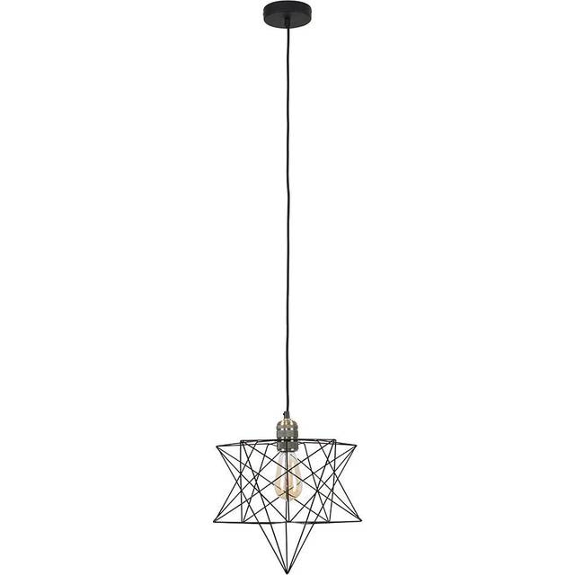 Sadira Retro Antique Brass Ceiling Pendant Light Fitting with Black Geometric Star Shade
