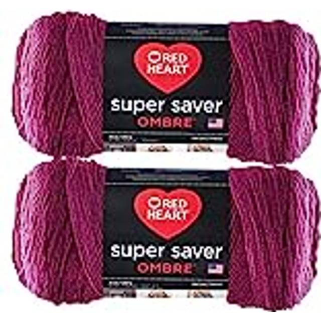 Red Heart Super Saver Jumbo Anemone Ombre Yarn - 2 Pack of 283g/10oz - Acrylic - 4 Medium (Worsted) - 482 Yards - Knitting/Crochet