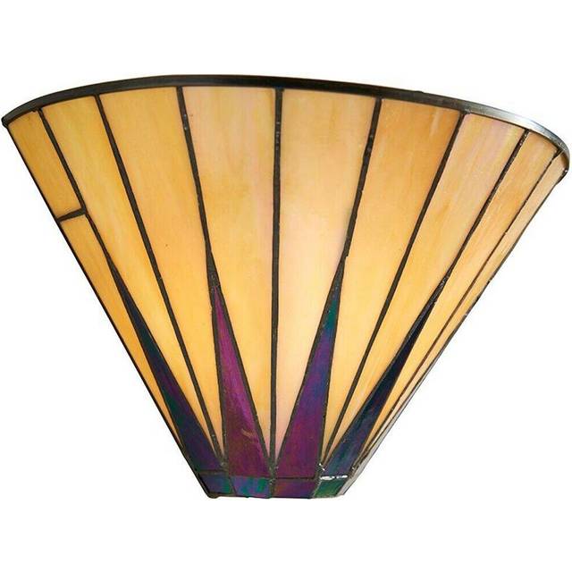 Tiffany Glass LED Wall Light - Geometric Design - Matt Black Finish - Dimmable - One Size
