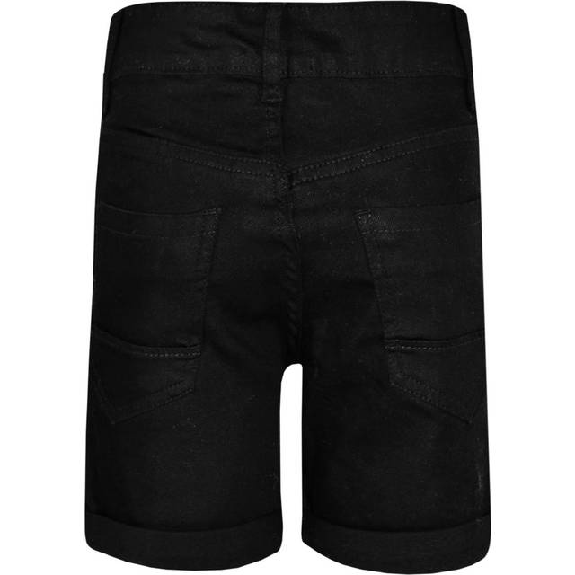 (11-12 Years) Kids Boys Shorts Denim Ripped Jet Black Chino Bermuda Jeans Knee Length Pants