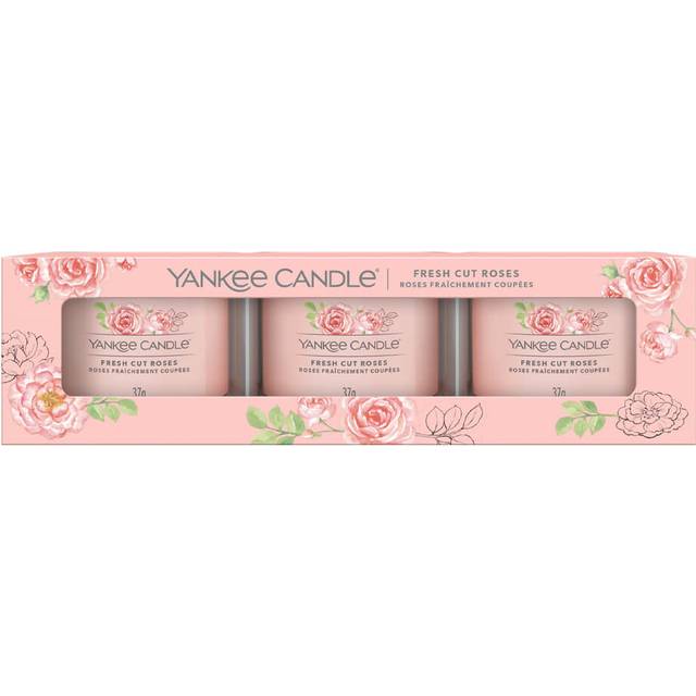 Yankee Candle 3 Pack Votives Glass Jar 37g - Freshly Cut Roses