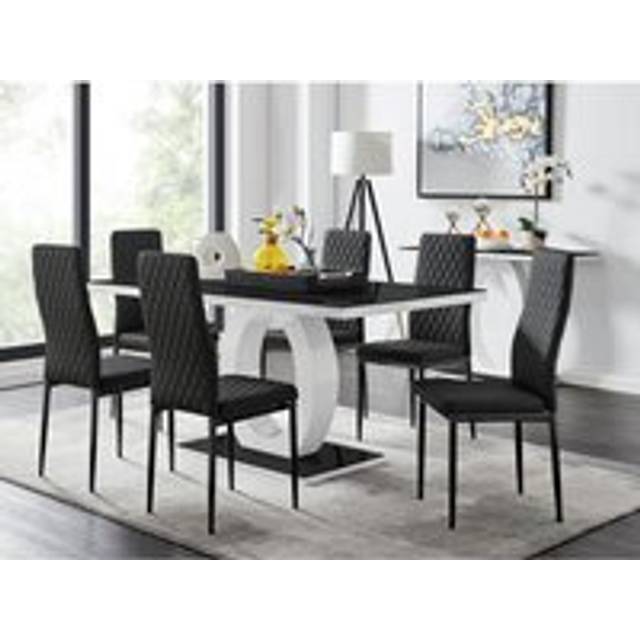 Furniturebox Lucia Valera 6 Seater Dining Set Black Gloss
