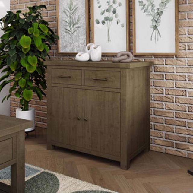 FW Style Saltash Compact Sideboard - Solid Reclaimed Natural Pine, Brown