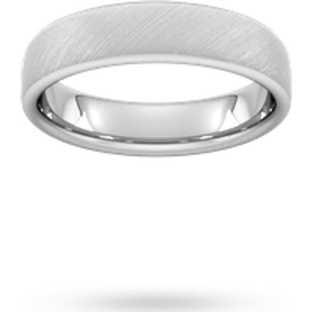 5mm Traditional Court Heavy Diagonal Matt Finish Wedding Ring In Platinum - Ring Size R