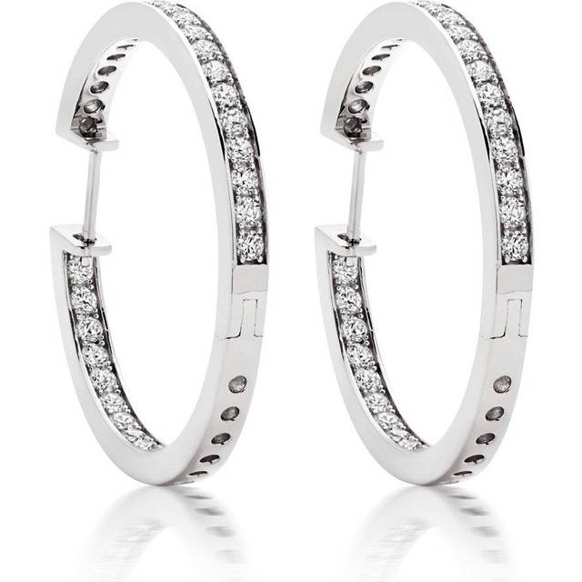 Silver Cubic Zirconia Round Hoop Earrings