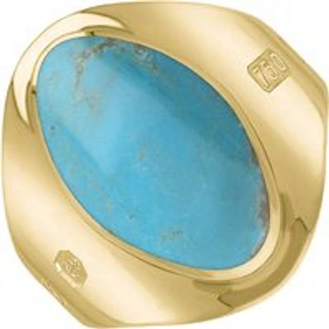 18ct Yellow Gold Turquoise Hallmark Small Oval Ring - Gold