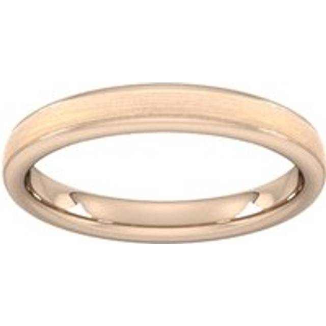 3mm Traditional Court Heavy Matt Centre With Grooves Wedding Ring In 9 Carat Rose Gold - Ring Size K