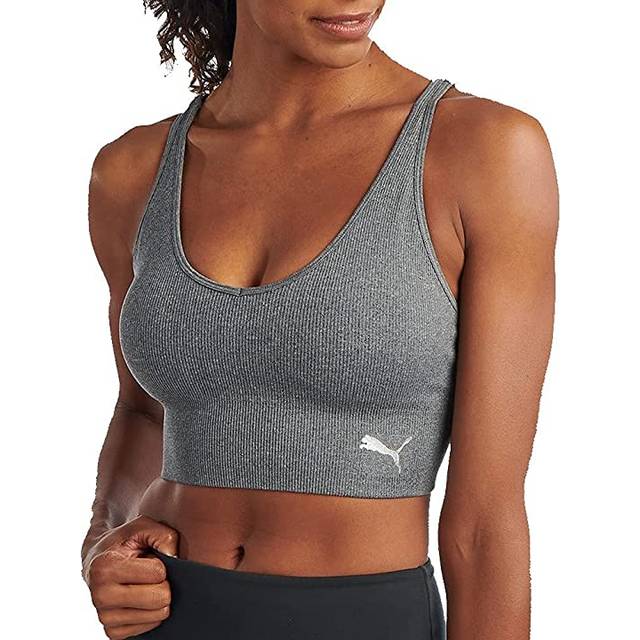 PUMA Women's Seamless Sports Bra  Heather Grey  Small