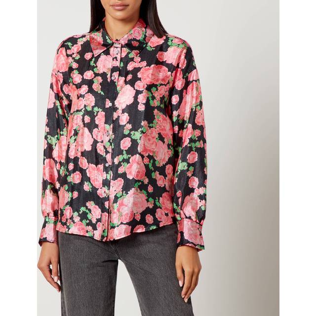 Cras Ginacras Flower-Printed Satin Shirt - EU 36/UK 8 - Pink