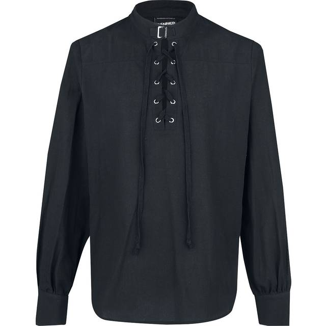 Banned Lace-Up Shirt With Buckle Shirt black - 4XL