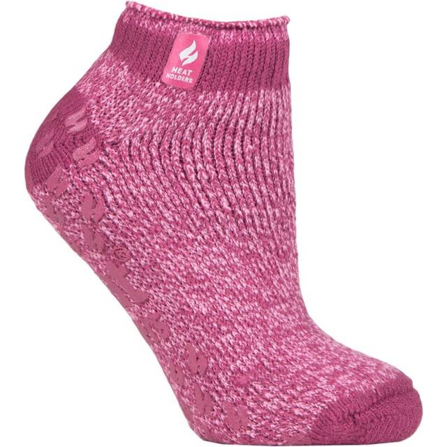 Women's 1 Pair SOCKSHOP Heat Holders 2.3 TOG Patterned and Striped Ankle Slipper Socks Pisa Muted Pink 4-8 Ladies