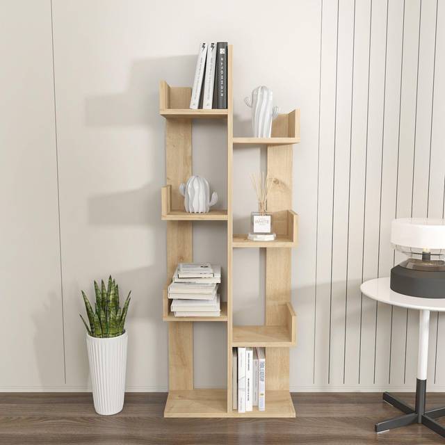 Decorotika Lui 137 Cm Tall Modern Accent Ladder Style Bookcase Bookshelf Plant Stand - Oak, Yellow