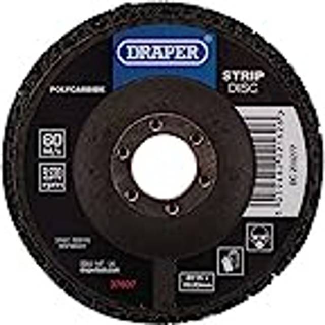 Draper 37607 Polycarbide Strip Disc, 115mm, 22.23mm, 180 Grit, Black