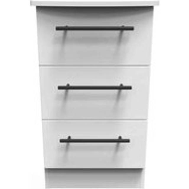 Welcome Furniture Ready Assembled Beverley 3 Drawer Bedside Cabinet In White Ash, White