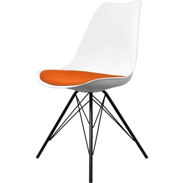 Fusion Living Soho White Plastic Dining Chair - Orange