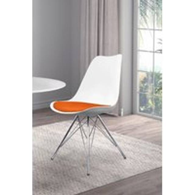 Fusion Living Soho Plastic Dining Chair With Chrome Metal Legs White & Orange, Orange